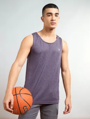 Snag Resistant Texture UV Protection Fabric Men Melange Slim Fit Round Neck Sports Innerwear Vest with DOUBLE COOL
