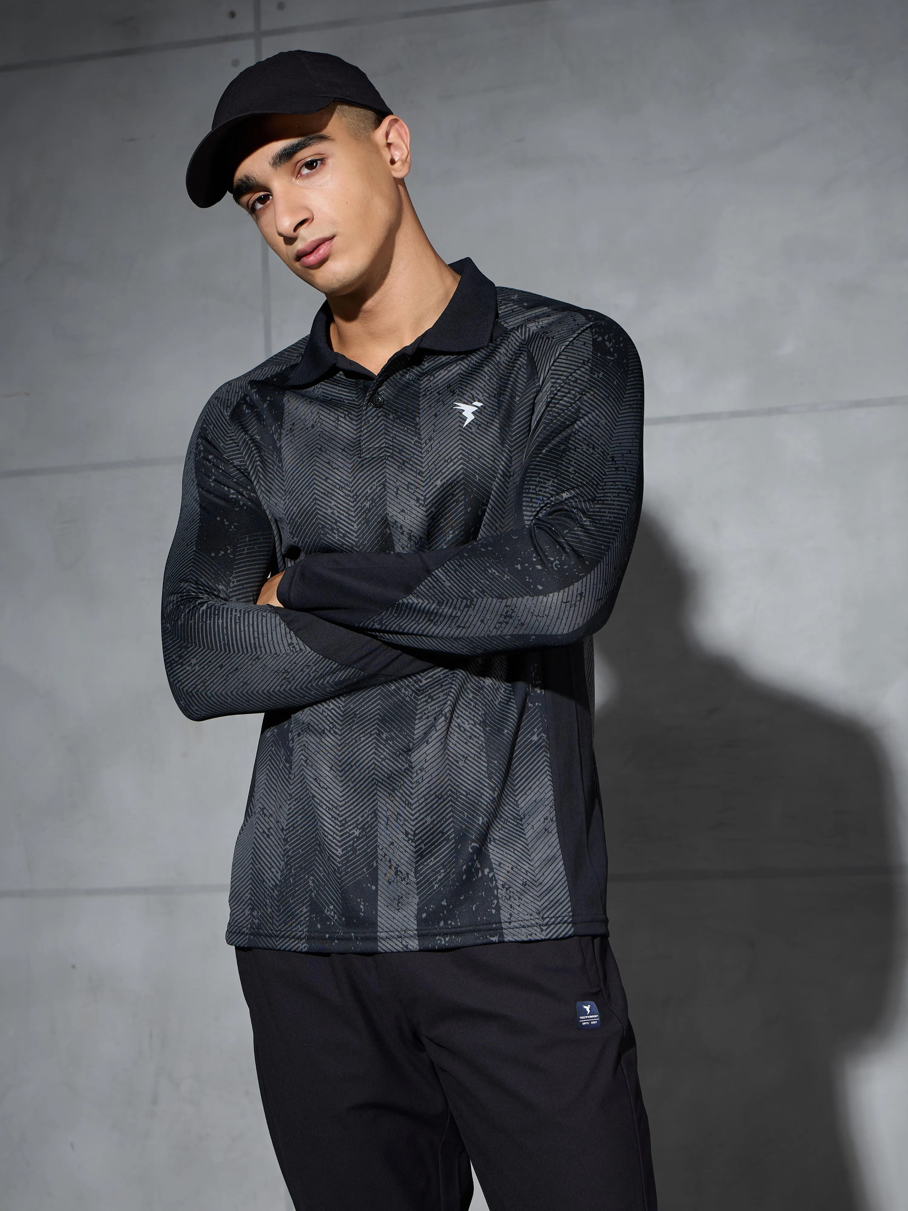 Men Printed Slim Fit Polo Sports T-shirt with TECHNOCOOL  Self Love