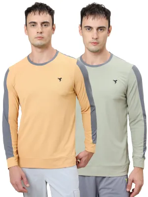 Practical Wear Ultra Soft Finish Men Colorblock Slim Fit Crew Neck T-shirt with MATPIQ (Pack of 2)