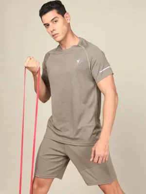 Men Melange Slim Fit Crew Neck T-shirt with MELANGE Basic Piece