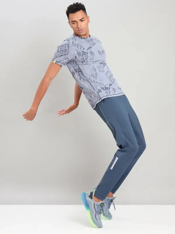 Athletic and Cool Sporty Vibe Men Jacquard Slim Fit Crew Neck T-shirt with DOUBLE COOL