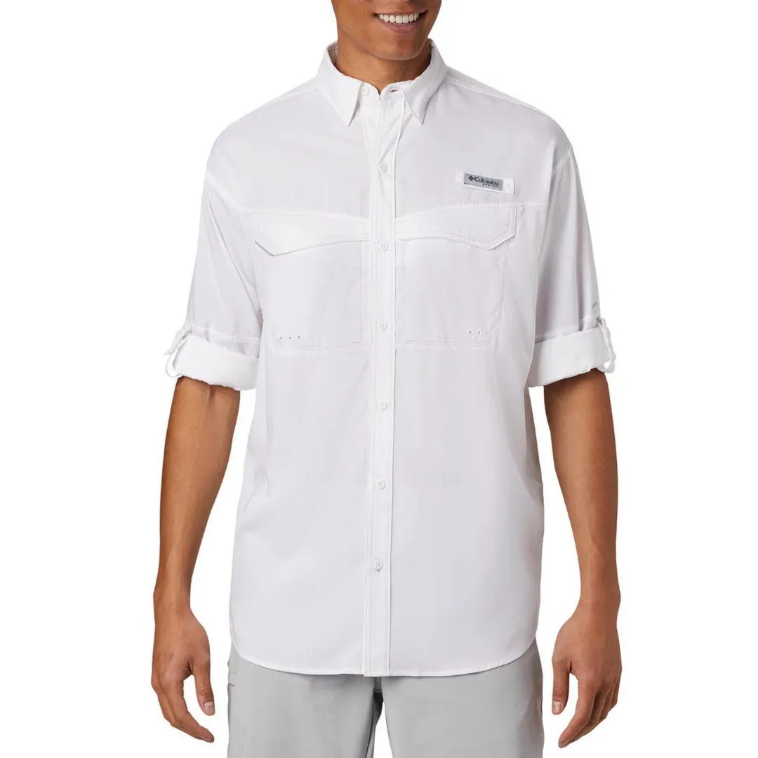 CompactKnit MoistureManagement Technology Columbia Men White Low Drag Offshore LS Shirt (Sun Protection)