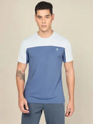 Fashion-Forward Men Colorblock Slim Fit Crew Neck T-shirt with TECHNO COOL 