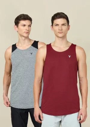 Camouflage Men Melange Slim Fit Scoop Neck Innerwear Vest with TECHNO COOL  ( Pack of 2)
