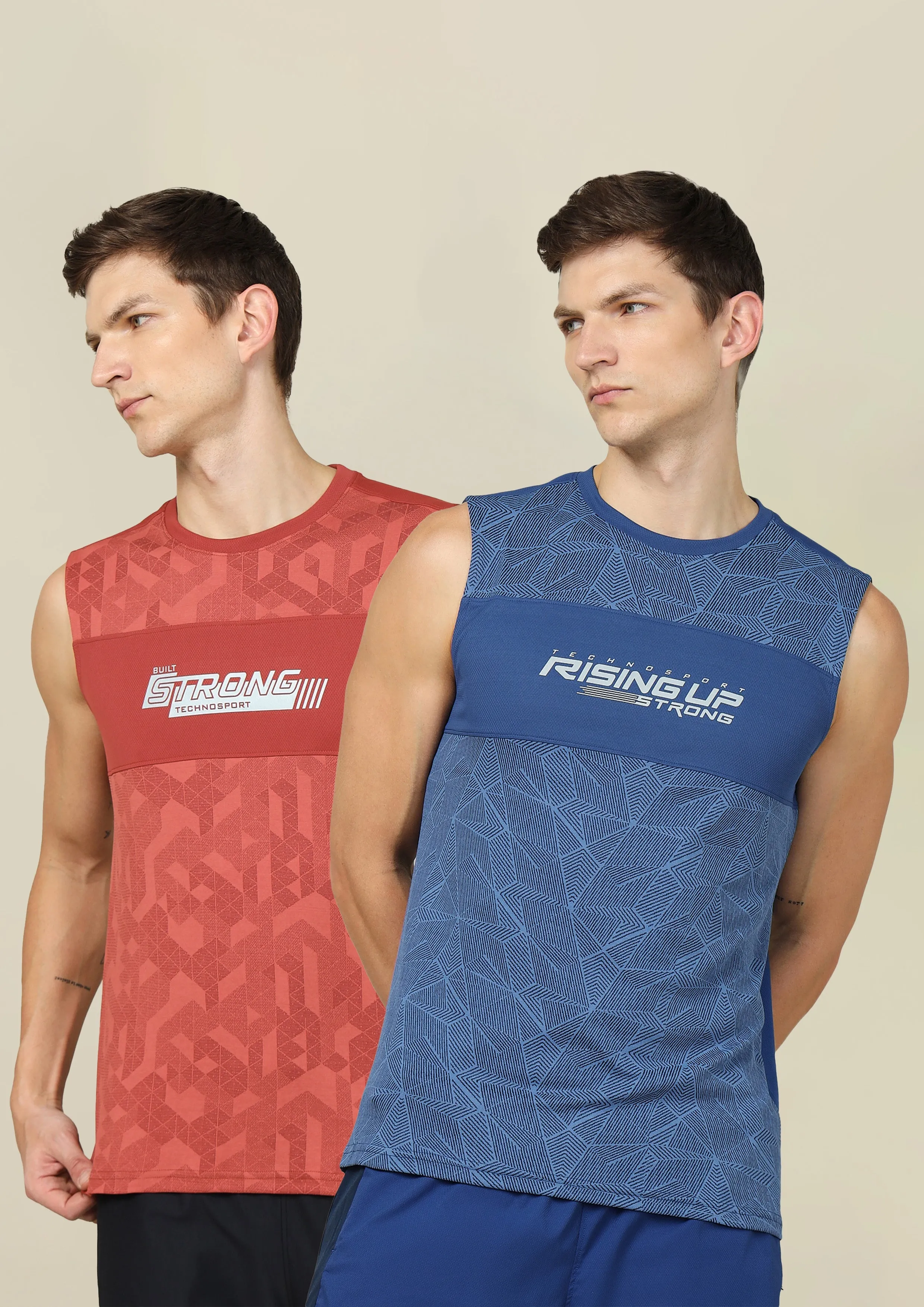 Troop - supported Active Cool Men Printed Slim Fit Crew Neck Innerwear Vest with TECHNO COOL  (Pack Of 2)