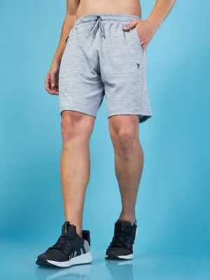 Men Melange Slim Fit Shorts with TECHNO DRY Dynamic Fit