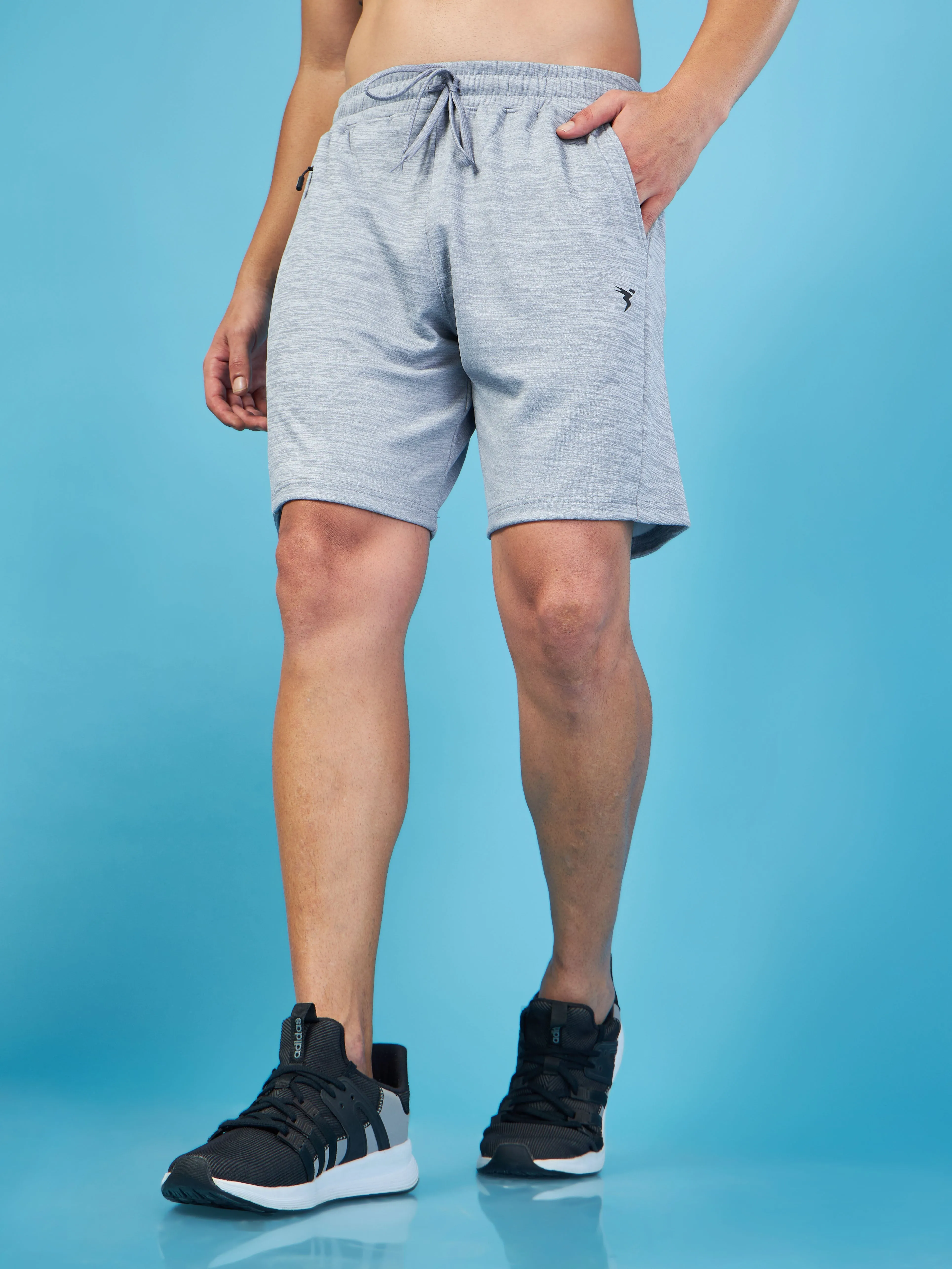 Men Melange Slim Fit Shorts with TECHNO DRY Dynamic Fit