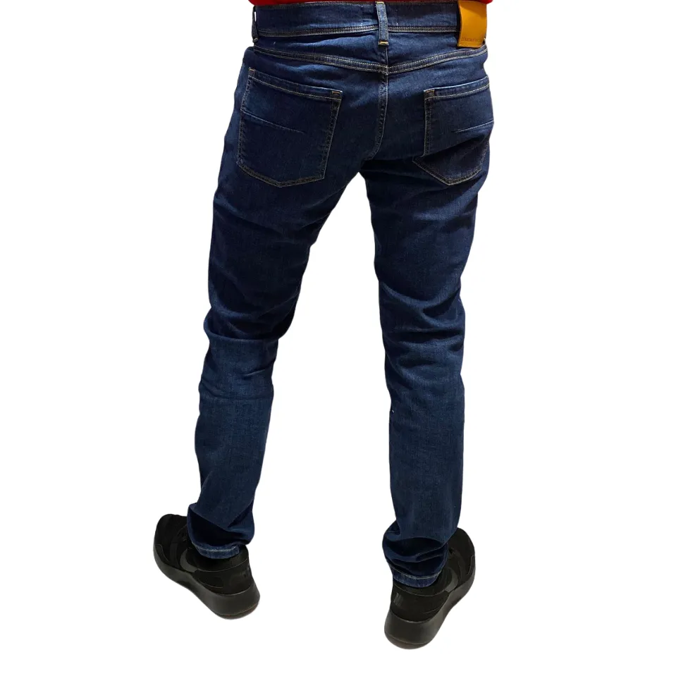 Zero Construction pantalone da uomo jeans 5 tasche Fabaco blu scuro Minimalist Style Family Style Comfy Neutral Smooth