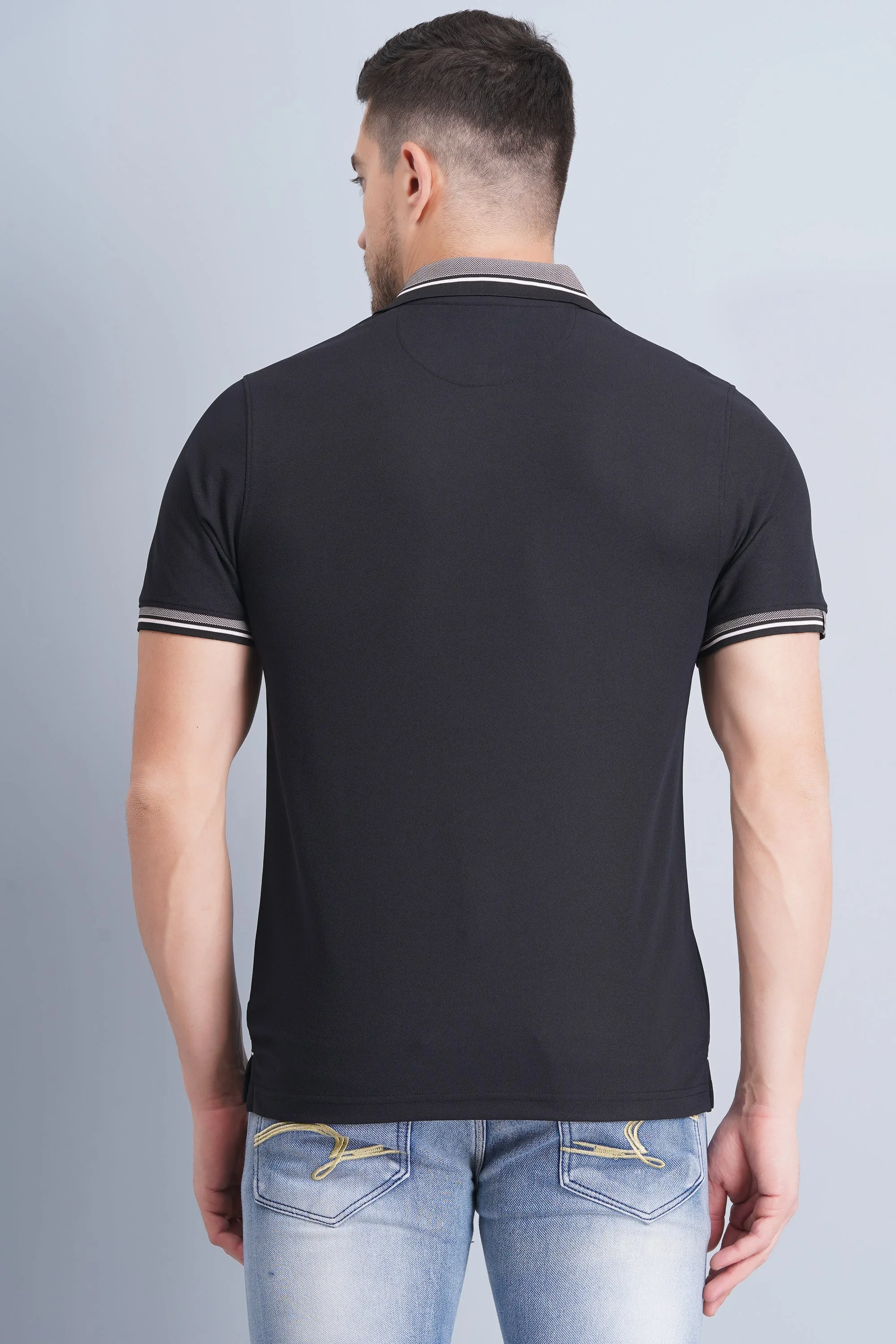 Men's Polo T Shirt Black Modern Comfort