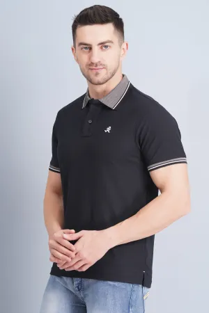 Ventilated Side Gussets Men's Polo T Shirt Black
