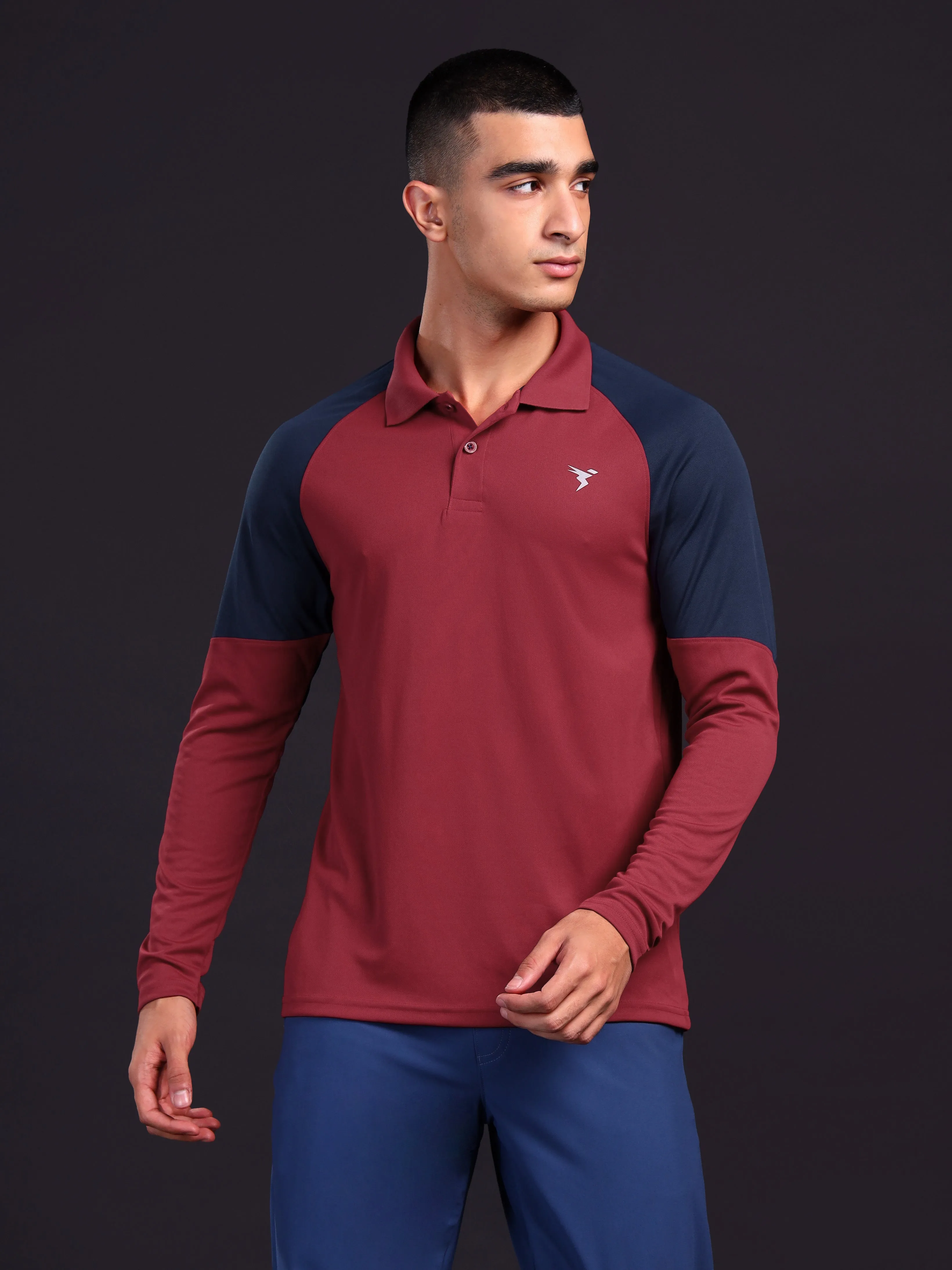 Men Colorblock Slim Fit Polo T-shirt with TECHNO COOL  Breathable Textile