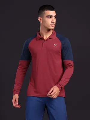 Men Colorblock Slim Fit Polo T-shirt with TECHNO COOL  Breathable Textile