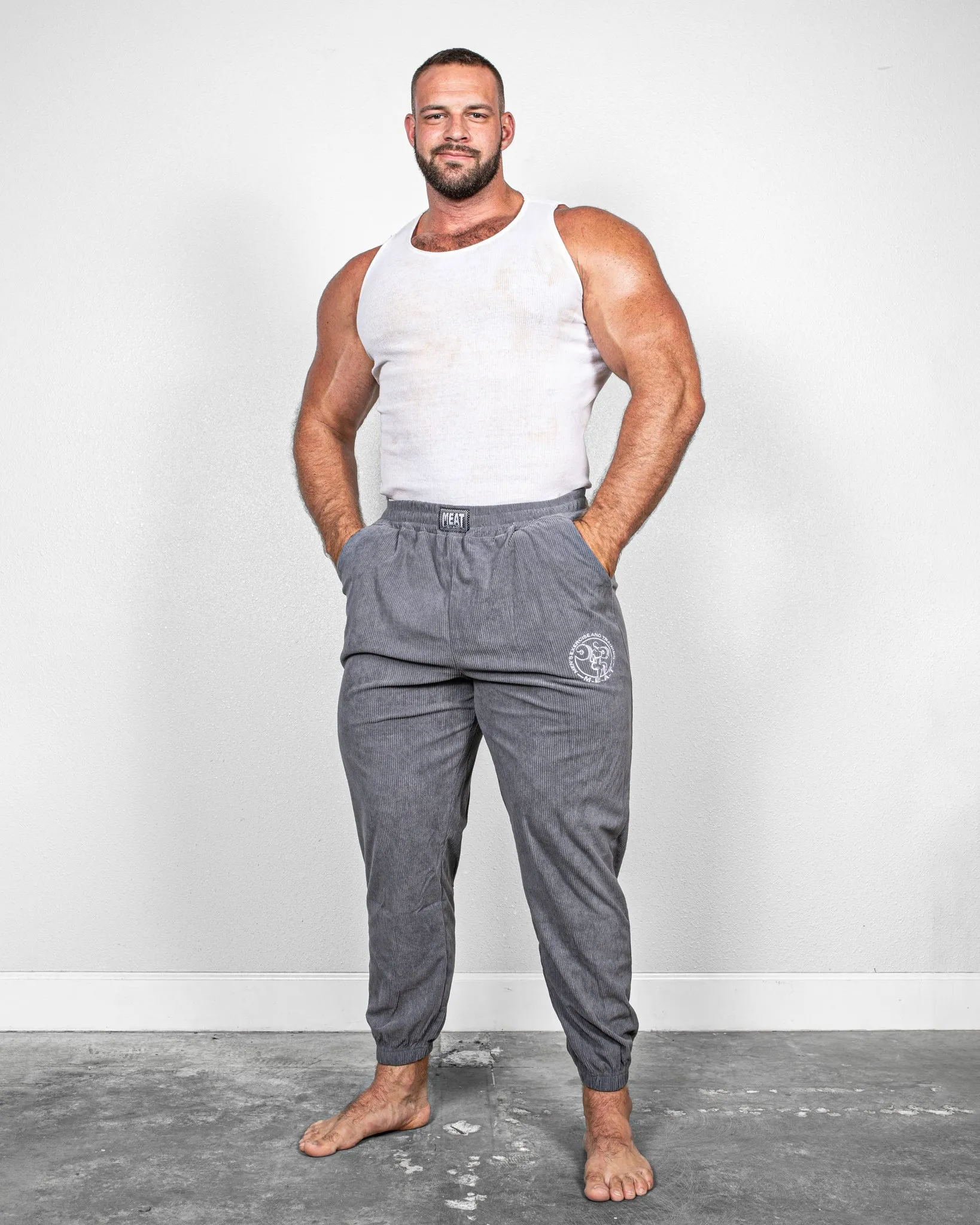 TAPERED JOGGERS ?C CORDUROY / SMOKEY GREY Anti-bacterial Minimal Design