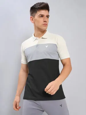 Gym To Office Men Colorblock Slim Fit Polo T-shirt with MATPIQ