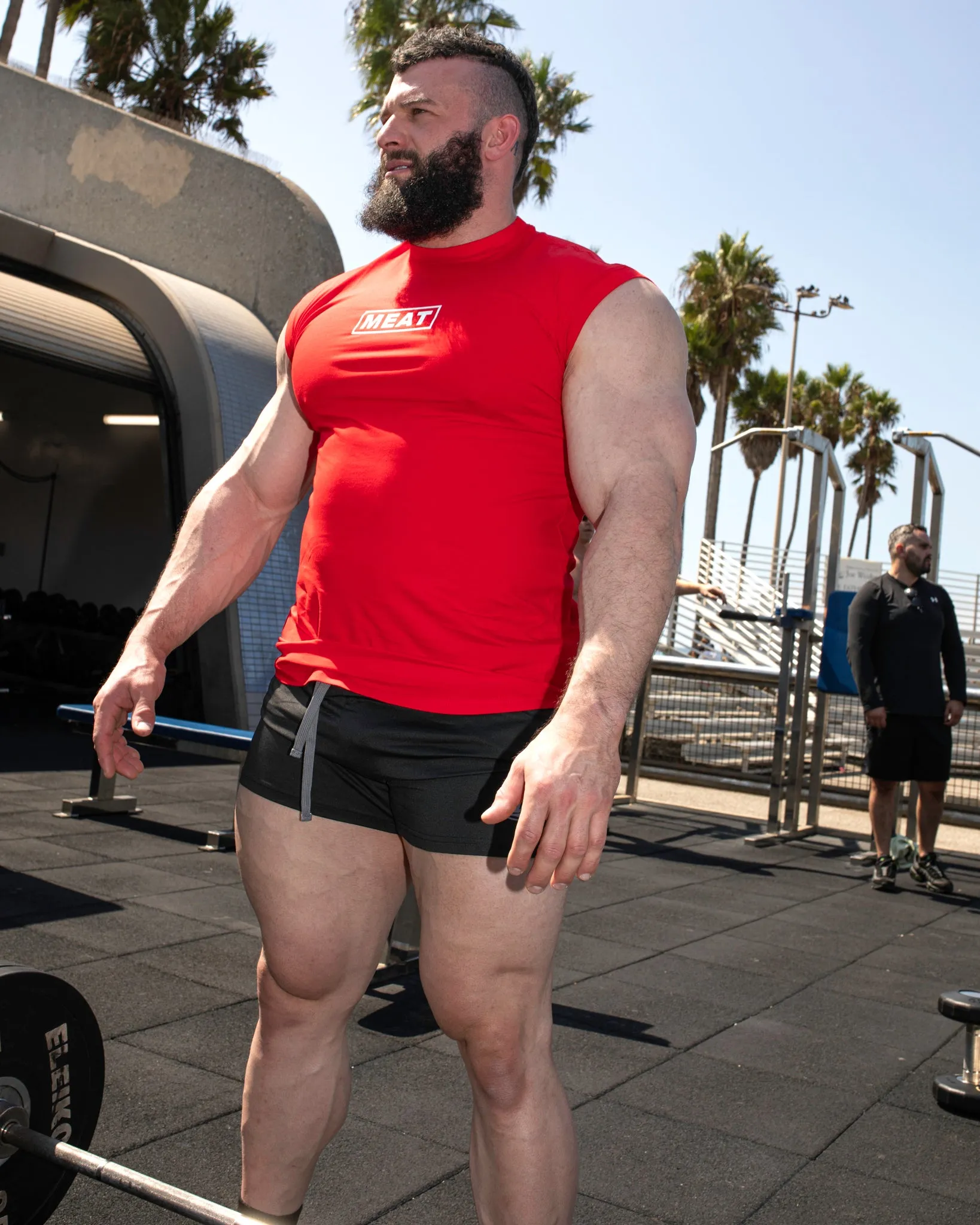 Versatile Layering Piece Wicking Technology CUTOFF MUSCLE TEE - PRIMEBEEF / RED