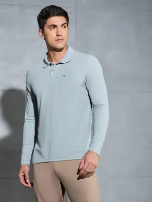 Layered Collar Structure Men Solid Slim Fit Polo T-shirt with MATPIQ