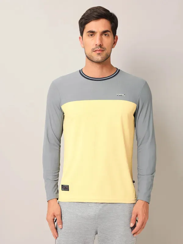 Soft Material Men Colorblock Slim Fit Crew Neck T-shirt with MATPIQ