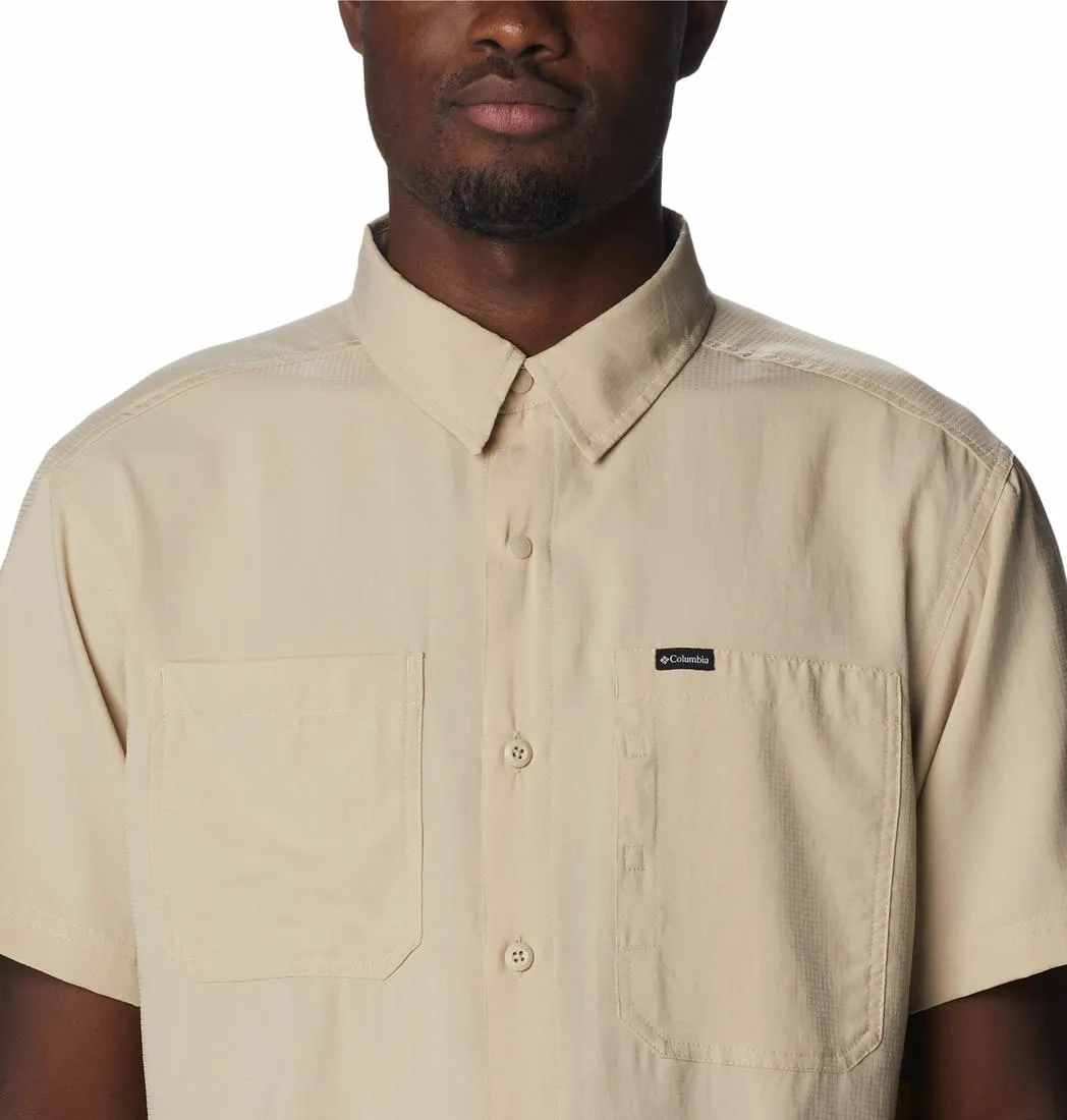 Columbia Men Brown Silver Ridge Utility Lite Short Sleeve (Sun Protection) Comfortable Outfit FourWayStretchClothing