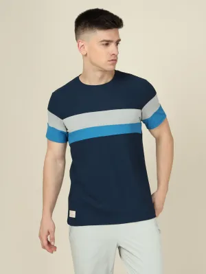 Men Colorblock Slim Fit Crew Neck T-shirt with MATPIQ Street Style Trend