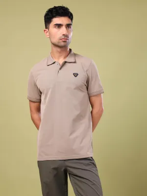 Soft Top Mesh Lined Back Men Solid Slim Fit Polo T-shirt with ELASTO PLUS