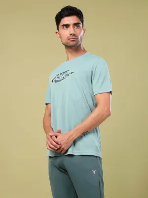 Sun Protection Fabric Men Printed Slim Fit Round Neck T-shirt with TECHNO COOL 