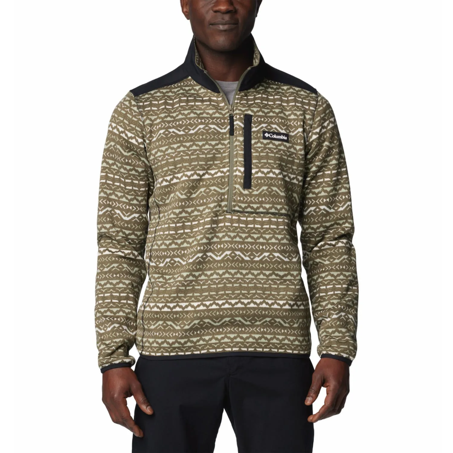 Columbia Men Green Sweater Weather Printed Half Zip II Simple Outfit Short Getaway