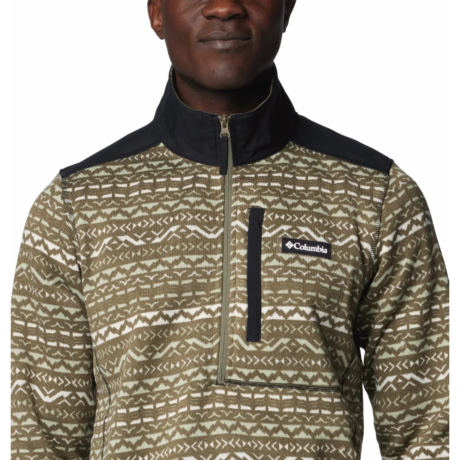 Base Layer Columbia Men Green Sweater Weather Printed Half Zip II