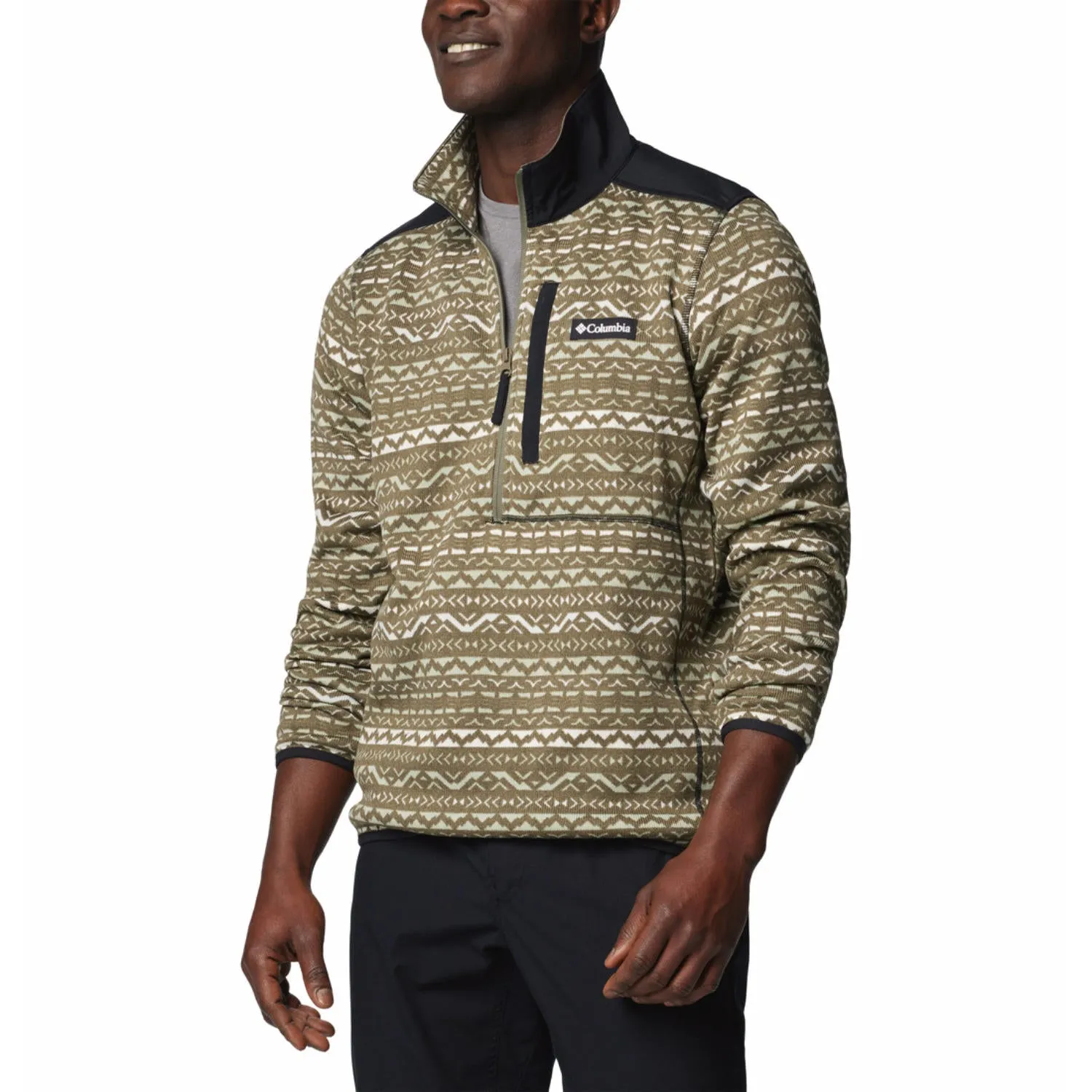 All Weather Gear Columbia Men Green Sweater Weather Printed Half Zip II