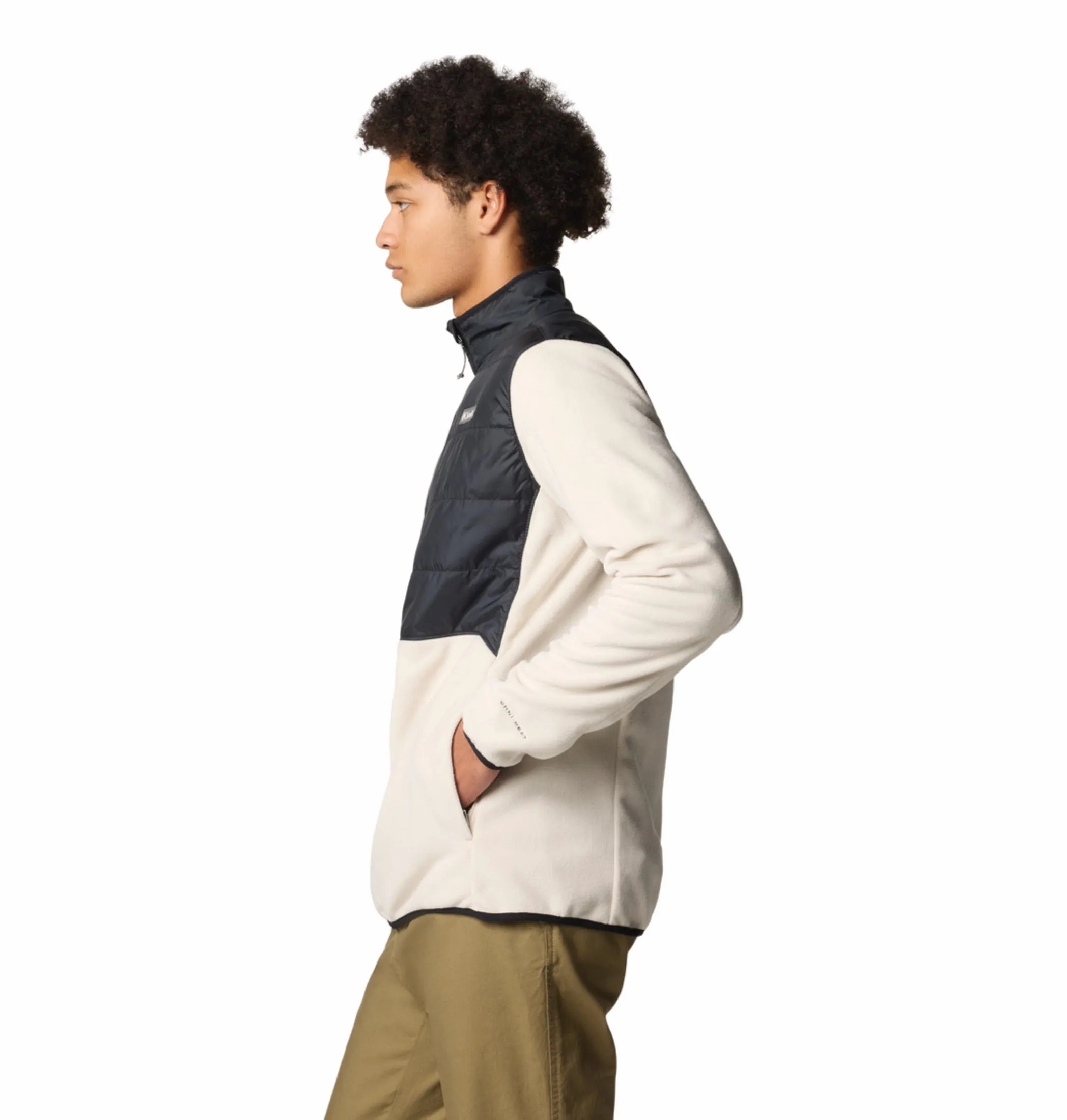 Columbia Men Beige OmniHeat Reflective Basin Butte II Fleece Jacket thermal layer