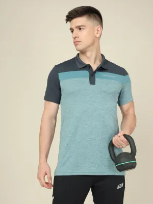Men Colorblock Slim Fit Polo T-shirt with DOUBLE COOL Lightweight Design Elegant Top