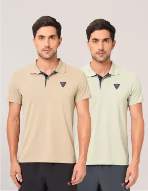 Men Self Design Slim Fit Polo T-shirt with AIRTEX STRIPES (Pack of 2) QuickDry Material Stretch Comfort