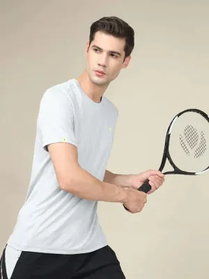 Men Jacquard Slim Fit Crew Neck T-shirt with DOUBLE COOL in demand informal gathering