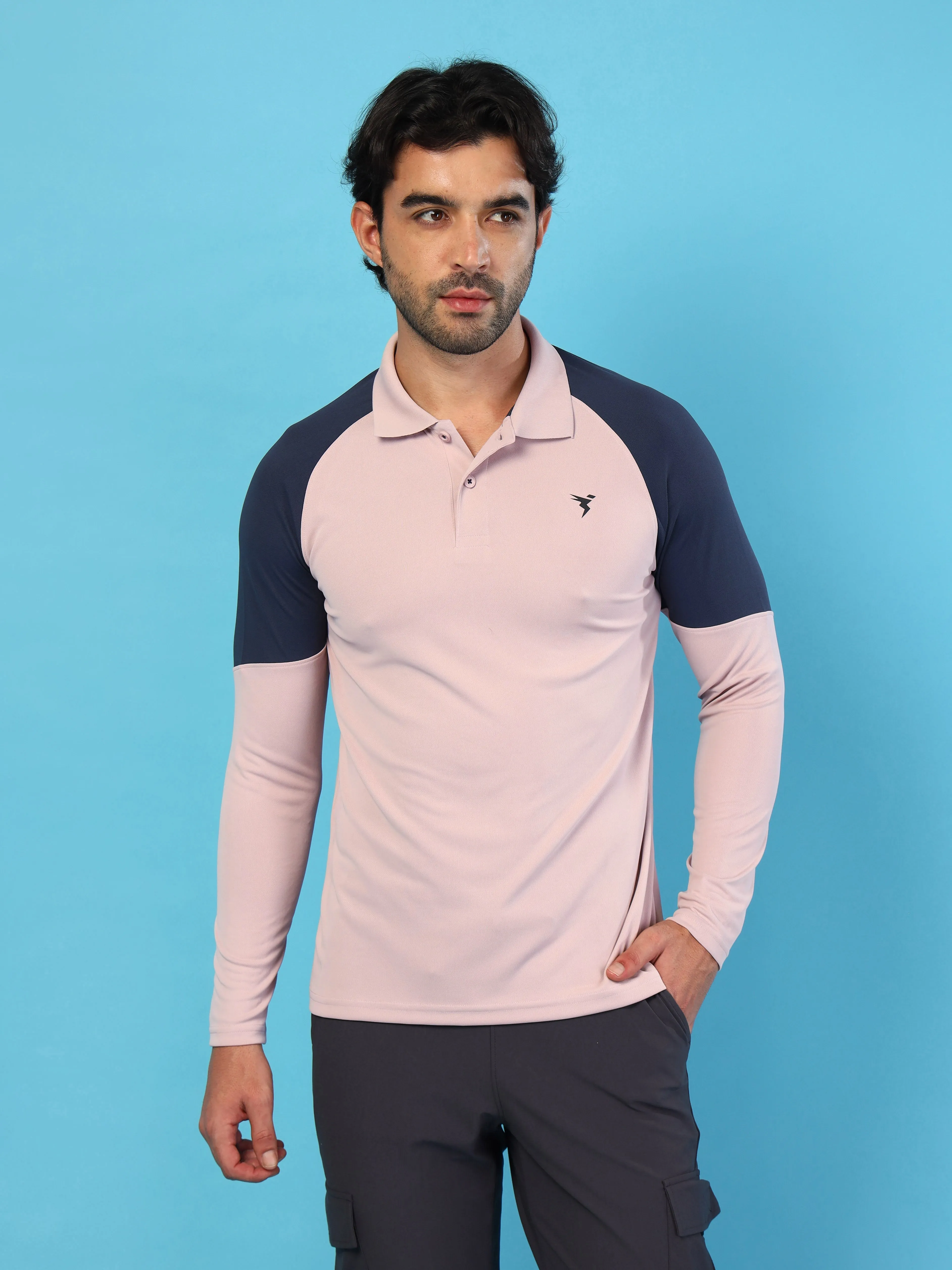 Simple Layer Men Colorblock Slim Fit Polo T-shirt with TECHNO COOL 