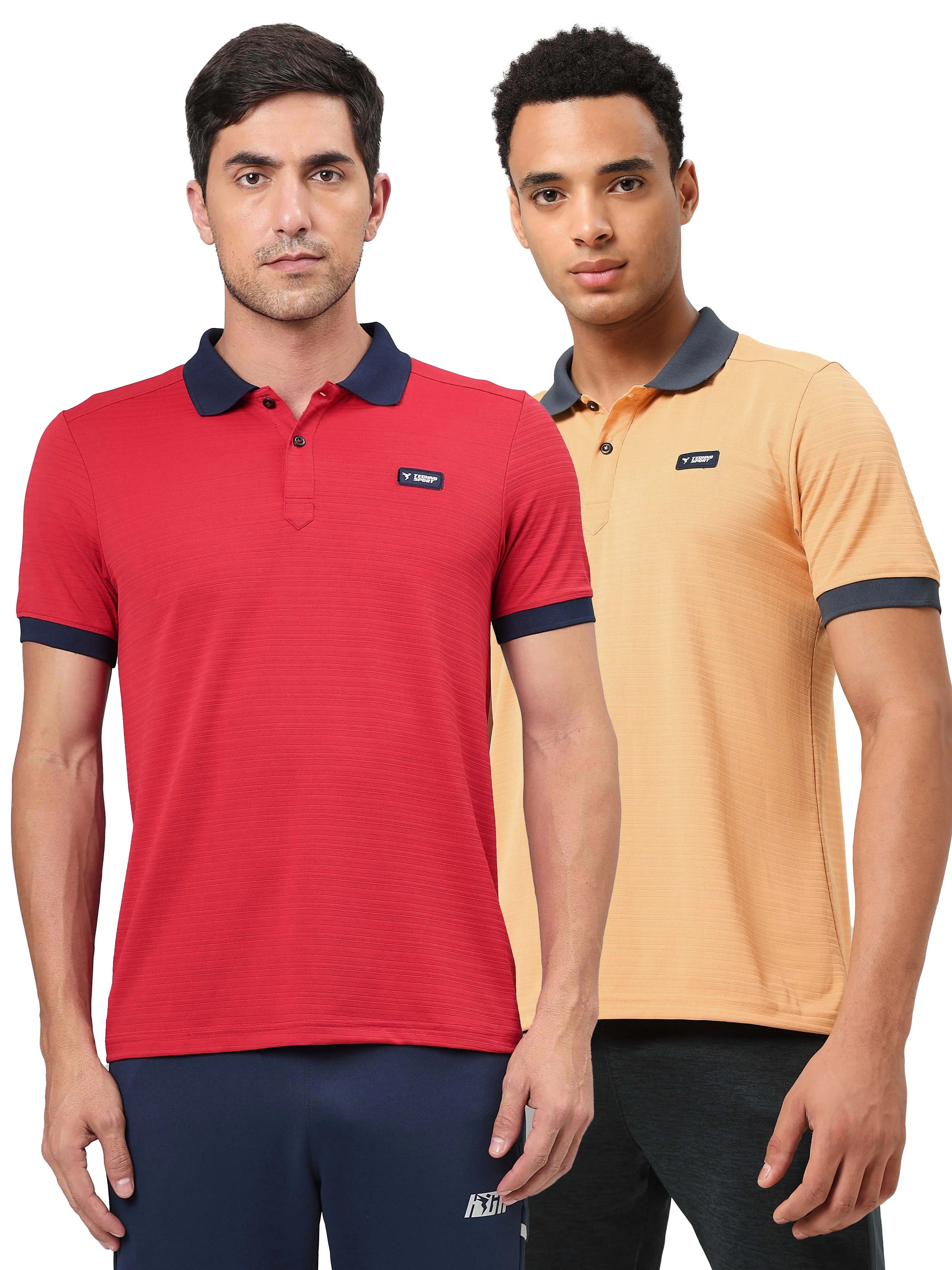 Men Solid Slim Fit Polo Sports T-shirt with MATPIQ (Pack of 2) Flexible Wear Weekend Wearable