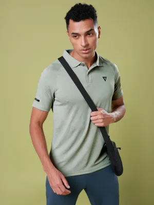 Men Melange Slim Fit Polo T-shirt with DOUBLE COOL Performance Wear Classic Fit