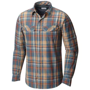 Columbia Men Blue Silver Ridge Plaid Long Sleeve Shirt (Sun Protection) OekoTexCertified Semi Formal