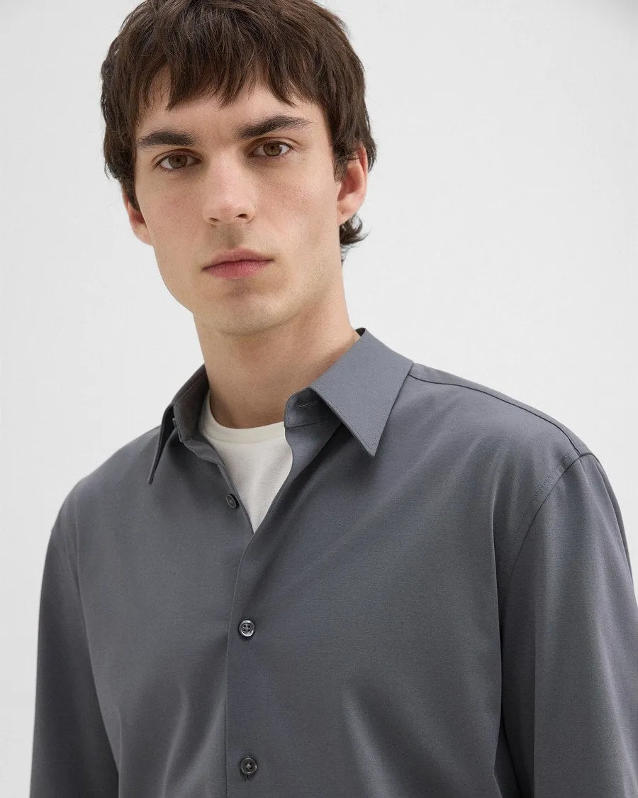 Stylish Jacket Mom Soft Theory Sylvain Structure Knit Shirt - Carbon