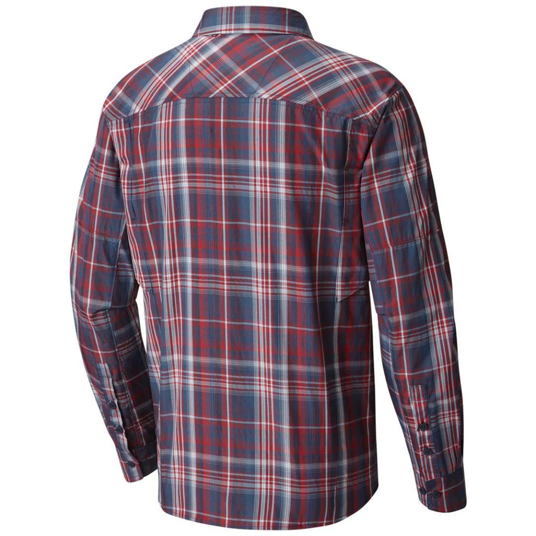 Winter Essential Columbia Men Blue Silver Ridge Plaid Long Sleeve Shirt (Sun Protection)