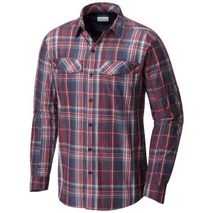 Columbia Men Blue Silver Ridge Plaid Long Sleeve Shirt (Sun Protection) Practical Shorts
