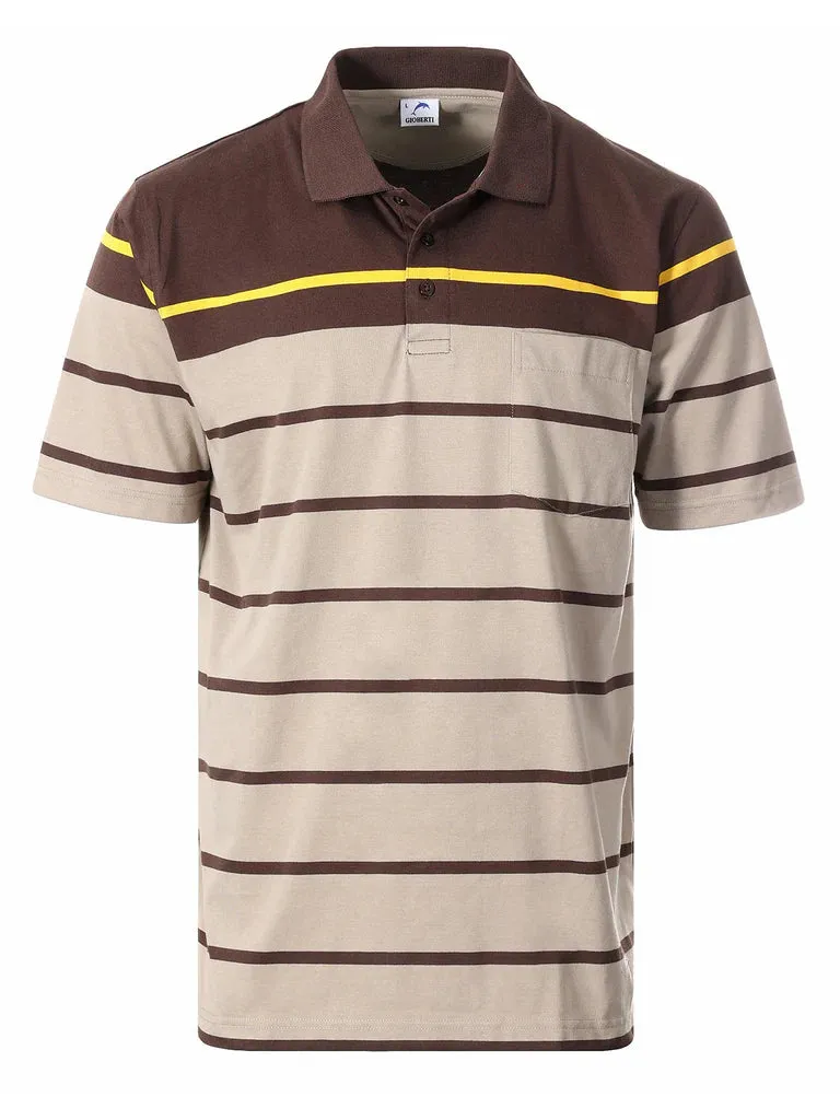 Soft Wear Everyday Layers MEN'S STRIPED SHORT SLEEVE POLO WITH CHEST POCKET