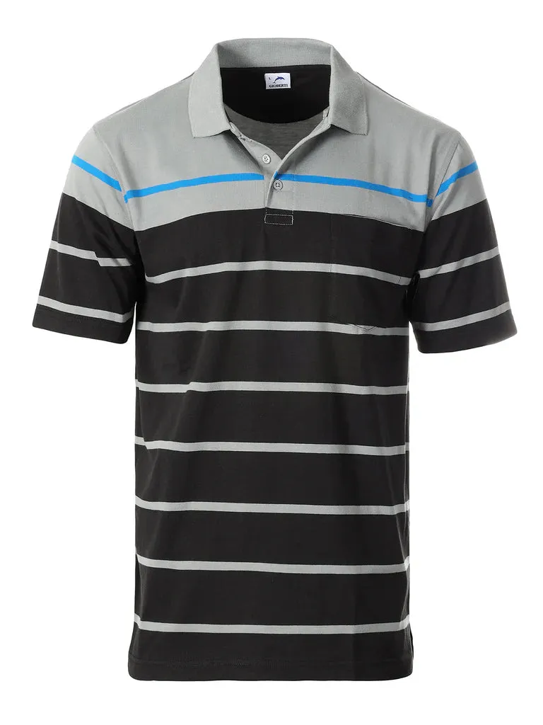 Outdoor Design MEN'S STRIPED SHORT SLEEVE POLO WITH CHEST POCKET
