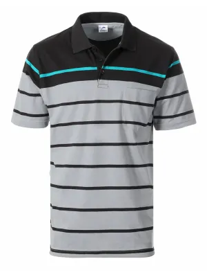 MEN'S STRIPED SHORT SLEEVE POLO WITH CHEST POCKET Breathable Knitwear