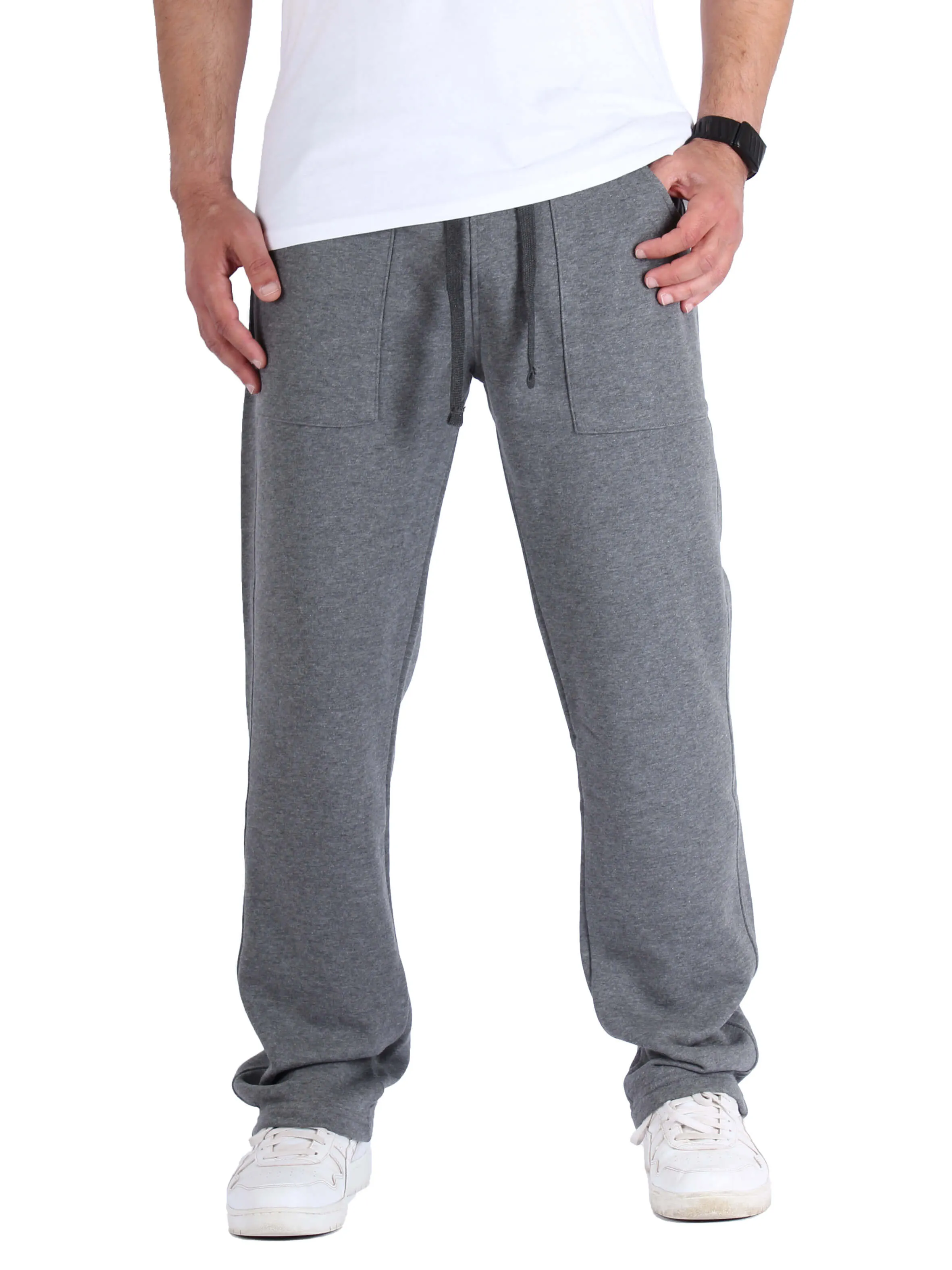 Straight Fit Cotton Sweatpants - Heather Gray UVProtectionFinish Camera Glow
