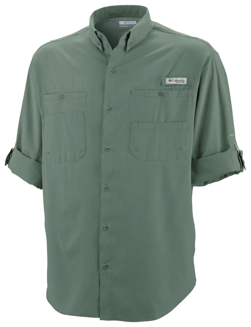 Columbia Men Green Tamiami II LS Shirt (Sun Protection) Spanish Glow AntiSnagFabric