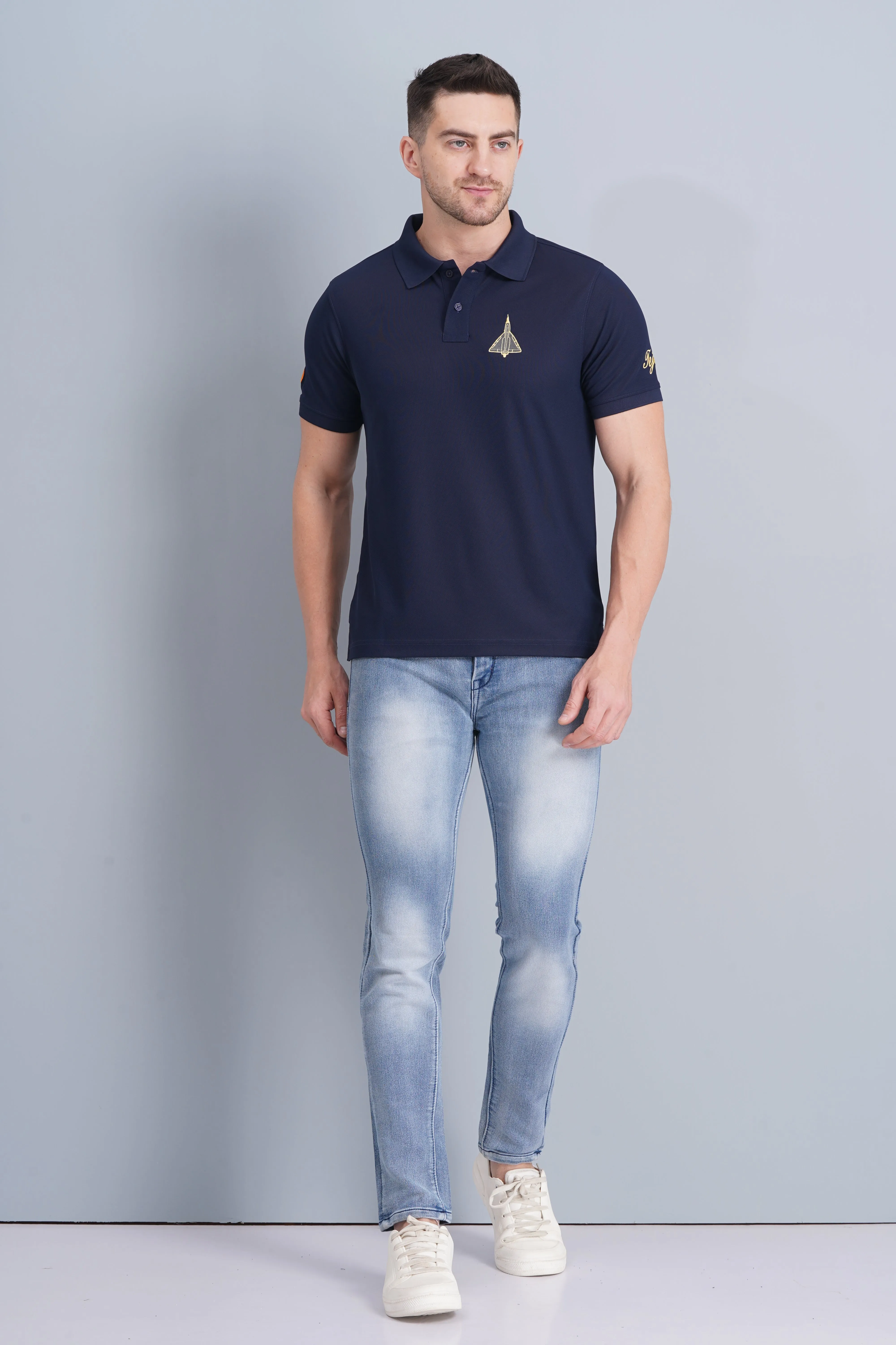 Men's Polo T Shirt Tejas Navy Quick Comfort NonChafing Seam Placement