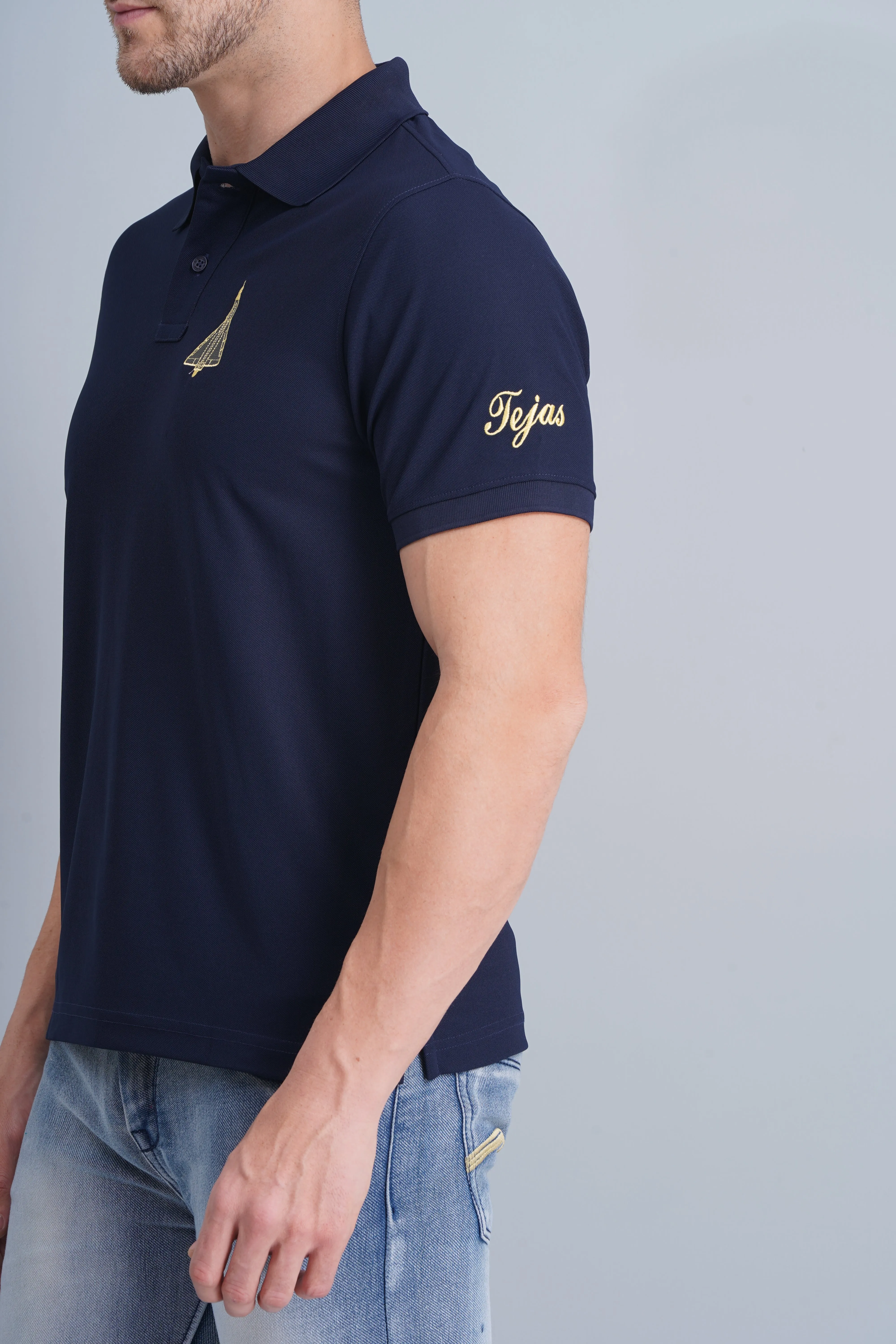 Men's Polo T Shirt Tejas Navy Durable Buttonholes All Day Fit