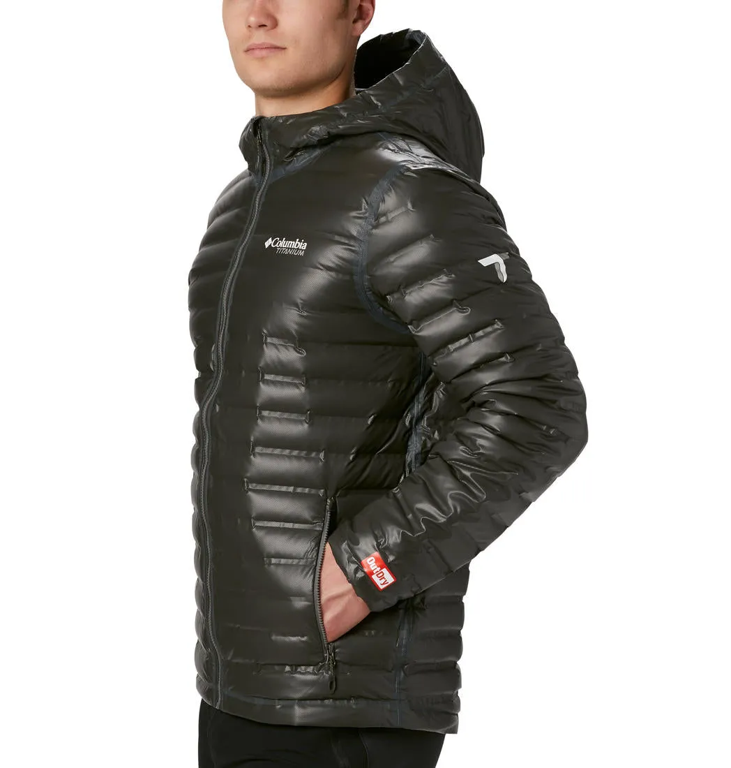 Columbia Men Black OutDry Ex Gold Down Hooded Jkt Red Layer Ready