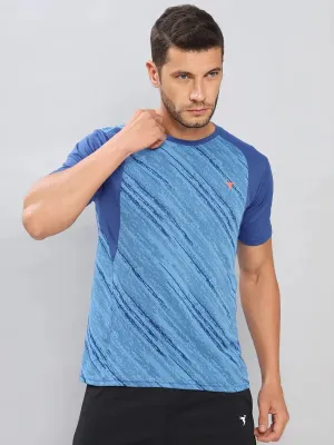 Men Self Design Slim Fit Crew Neck T-shirt with DOUBLE COOL Ultra Soft Finish