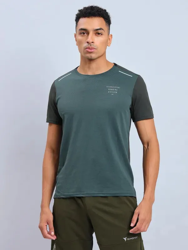 Men Solid Slim Fit Crew Neck T-shirt with ELASTO PLUS Eco-friendly Seasonal Layering