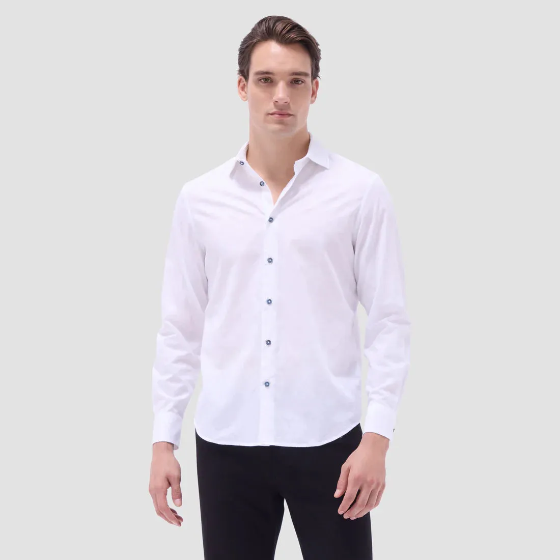 Casual Protection Bugatchi Axel Floral Long-Sleeve Shirt - White